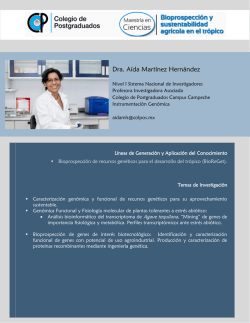 Perfil CV - Bioprospecci&oacute;n y Sustentabilidad Agr&iacute;cola en el Tr&oacute;pico
