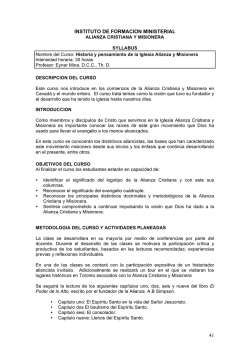 Historia y pensamiento de la Iglesia Alianza y Misionera