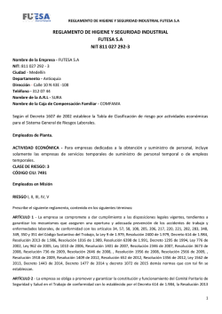reglamento de higiene y seguridad industrial futesa sa nit 811 027