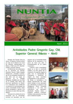 Actividades Padre Gregorio Gay, CM, Superior General (Marzo &ndash; Abril)