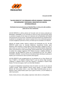 &ldquo;UN D&Iacute;A PERFECTO&rdquo;, gran &eacute;xito de ventas internacionales