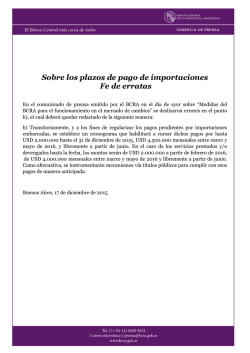Sobre los plazos de pago de importaciones Fe de erratas