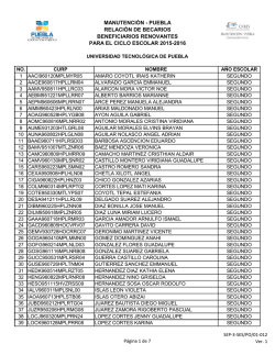 manutenci&oacute;n - puebla relaci&oacute;n de becarios beneficiarios