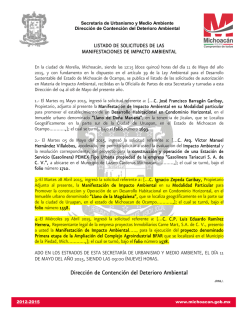 Del 04 al 08 de Mayo 2015 - Secretar&iacute;a de Urbanismo y Medio