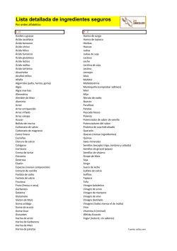 Lista detallada de ingredientes seguros