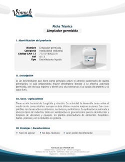 Ficha T&eacute;cnica Limpiador germicida