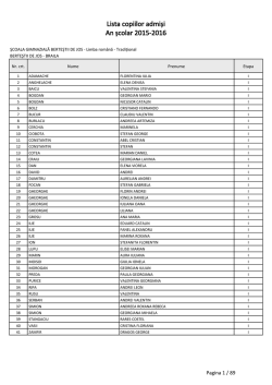 Lista copiilor admisi i in prima etapa