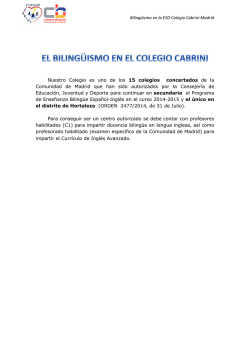 Biling&uuml;ismo en la ESO Colegio Cabrini Madrid Nuestro Colegio es