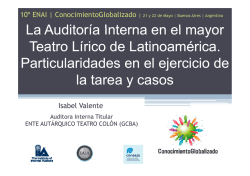 Auditoria interna en el Teatro Colon- Isabel Valente