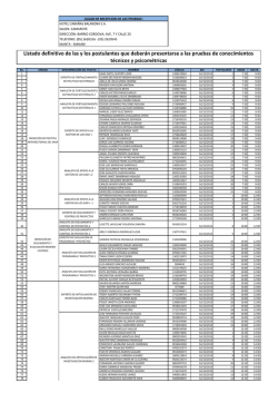 Listado definitivo de las y los postulantes que deber&aacute;n presentarse
