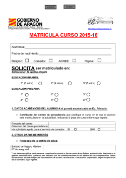 Impreso de recogida de datos del alumno.