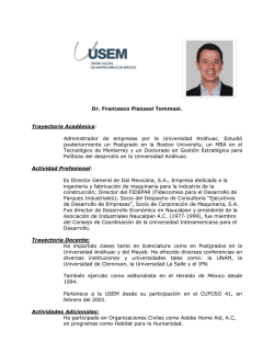 Dr. Francesco Piazzesi Tommasi. Trayectoria Acad&eacute;mica