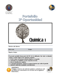 Portafolio de Evidencias de Qu&iacute;mica I Oportunidad