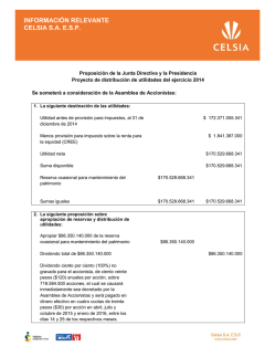 INFORMACI&Oacute;N RELEVANTE CELSIA S.A. E.S.P.