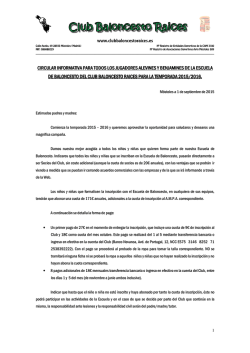 Circular informativa Alevines y Benjamines