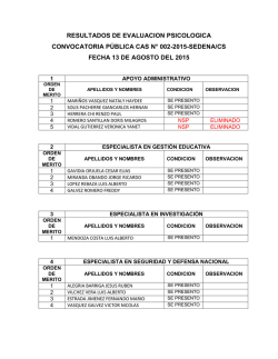 Resultado Psicolog&iacute;a y Conocimiento CAS N&deg; 002-2015