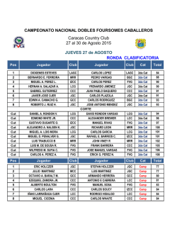JUEVES 27 de AGOSTO CAMPEONATO NACIONAL DOBLES