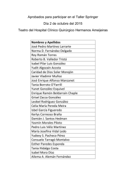 Aprobados para participar en el Taller Springer D&iacute;a 2 de octubre del