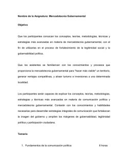 Nombre de la Asignatura: Mercadotecnia Gubernamental Objetivo