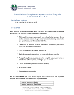 Alumno de Nuevo Ingreso Nivel Posgrado