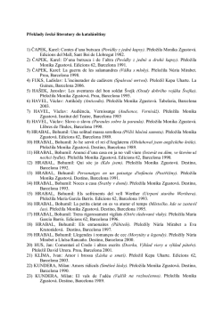 Překlady česk&eacute; literatury do katal&aacute;n&scaron;tiny 1) ČAPEK, Karel: Contes d