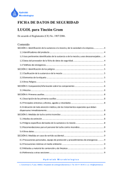 FICHA DE DATOS DE SEGURIDAD LUGOL para Tinci&oacute;n Gram