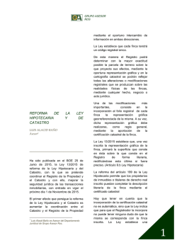 reforma de la ley hipotecaria y de catastro