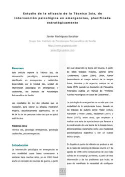 Estudio de la eficacia de la T&eacute;cnica Isis, de intervenci&oacute;n psicol&oacute;gica