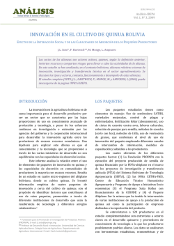 INNOVACI&Oacute;N EN EL CULTIVO DE QUINUA BOLIVIA