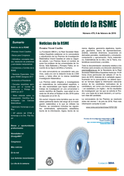 Bolet&iacute;n 479 - Real Sociedad Matem&aacute;tica Espa&ntilde;ola