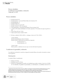 Precios detallados Condiciones de gratuidad y reducci&oacute;n Visita de 9