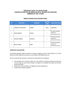 proceso cas n&deg; 010-2016-otass contrataci&oacute;n de un especialista