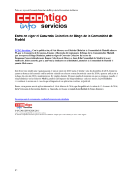 Entra en vigor el Convenio Colectivo de Bingo de la Comunidad de