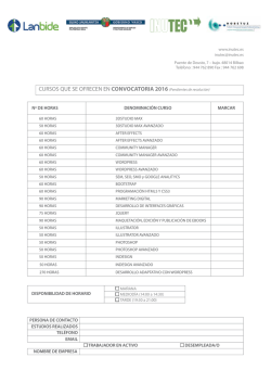 n&ordm; de horas denominaci&oacute;n curso marcar disponibilidad de
