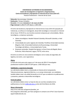 IoT postdoc call - CIIO - Universidad Aut&oacute;noma de Bucaramanga