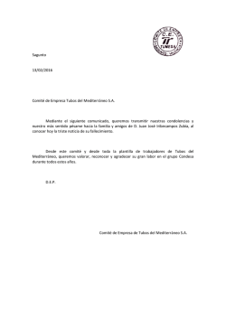 Comunicado Fallecimiento D. Juan Jose