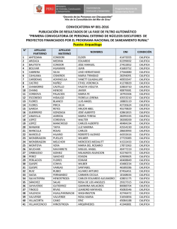 Resultado de la fase filtro curricular