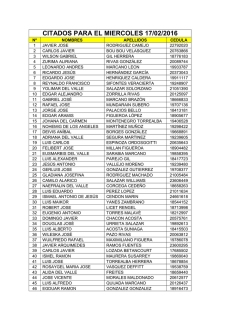 Listado cita m&eacute;dica 17 de febrero