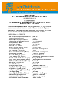 convocatoria para obras instrumentales, acusm&aacute;ticas