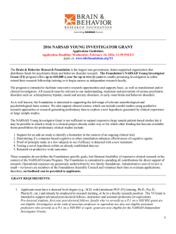 2016 NARSAD YOUNG INVESTIGATOR GRANT