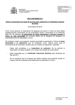 NOTA INFORMATIVA Sobre la exportaci&oacute;n de tripas de