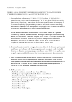Informe sobre Implementaci&oacute;n de Decreto de Etiquetado Obligatorio