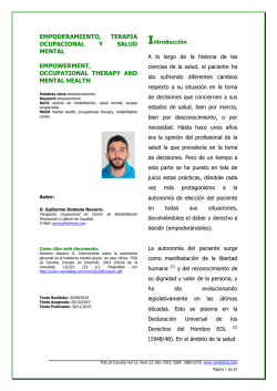 Empoderamiento, terapia ocupacional y salud mental.