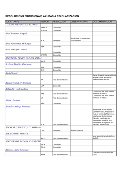 Resoluci&oacute;ns provisionais axudas &aacute; escolarizaci&oacute;n