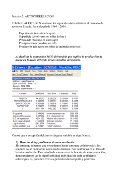 Pr&aacute;ctica 2: AUTOCORRELACI&Oacute;N. El fichero ACEITE.XLS contiene