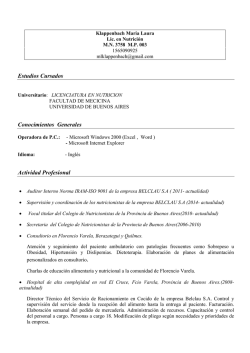 Maria Laura Klappenbach - Colegio de Nutricionistas de la