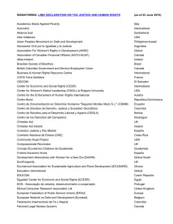 as of 23 June 2015 - Global Alliance for Tax Justice