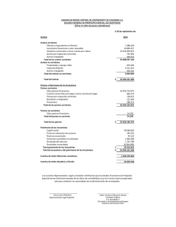 A 30 de septiembre de: Activos 2015 Activos corrientes Efectivo y