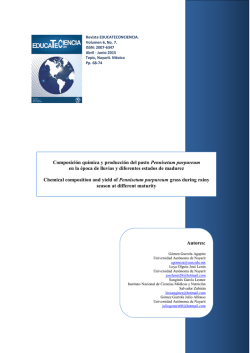 Composici&oacute;n qu&iacute;mica y producci&oacute;n del pasto Pennisetum