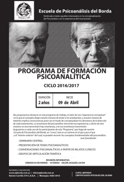 afiche posgrado 2016 - escuela de psicoanalisis del borda